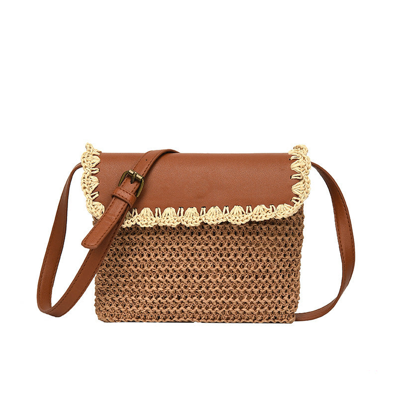 Sac à bandoulière de plage en paille pour femme, style Mori occidental, assorti à tout - Paris Aura