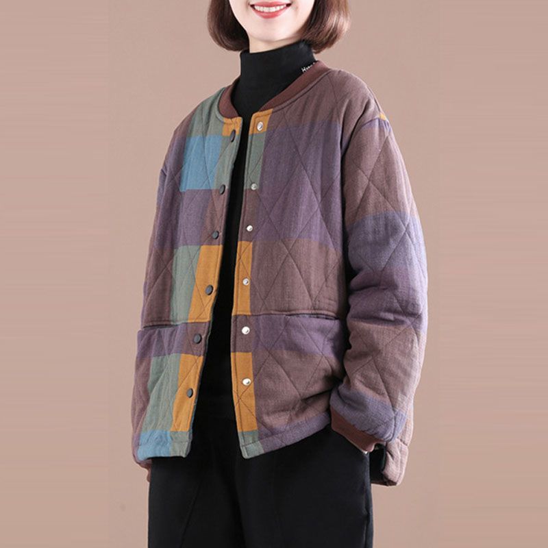 Veste Rétro Grande Taille à Carreaux – Style Décontracté & Confort Absolu - Paris Aura