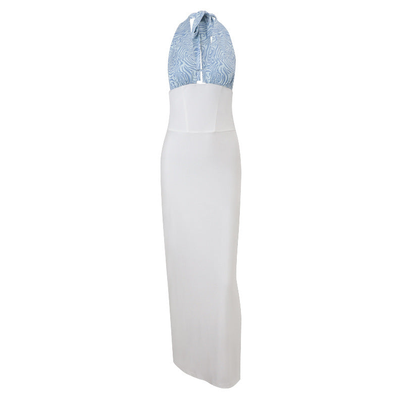 Robe Longue Dos Nu à Col Plongeant – Élégance & Audace en Blanc Pur - Paris Aura
