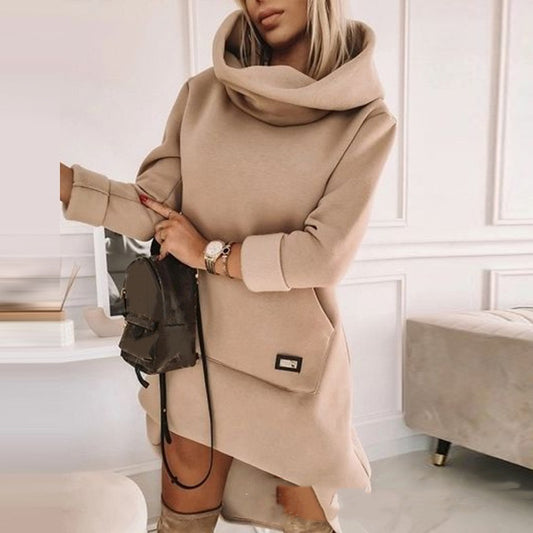 Pull mi-long à capuche pour femme – Confort, chaleur et style décontracté