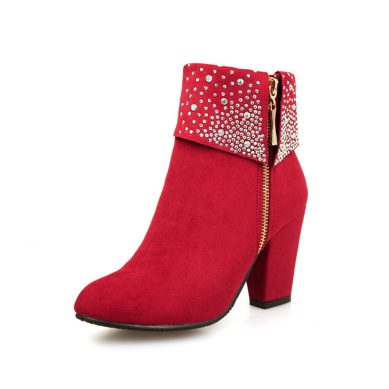 Aurélie – Bottines Élégantes en Suédine à Strass - Paris Aura
