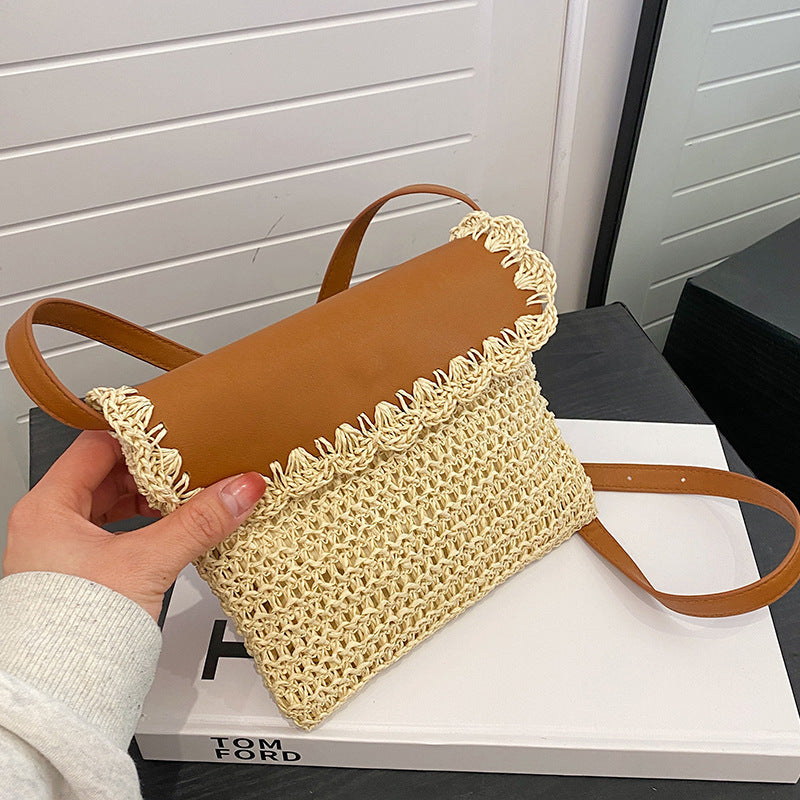 Sac à bandoulière de plage en paille pour femme, style Mori occidental, assorti à tout - Paris Aura
