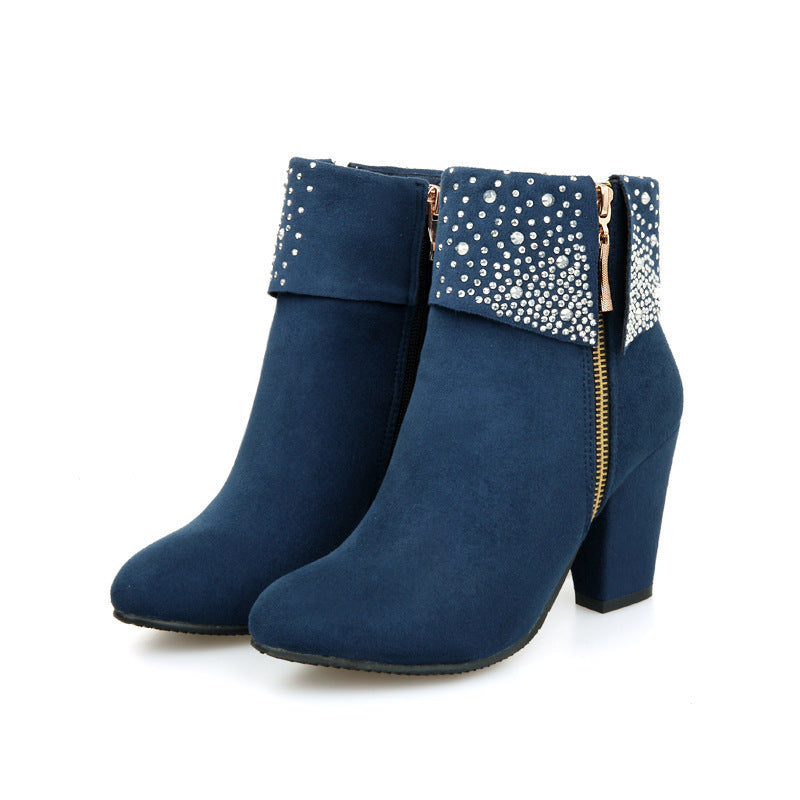 Aurélie – Bottines Élégantes en Suédine à Strass - Paris Aura