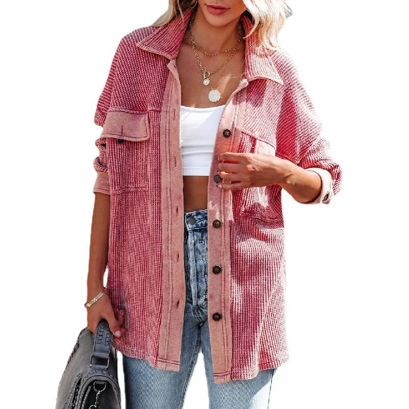 Manteau pull à manches longues pour femmes à revers simple rangée - Paris Aura