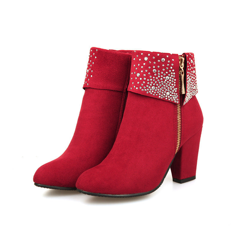 Aurélie – Bottines Élégantes en Suédine à Strass - Paris Aura
