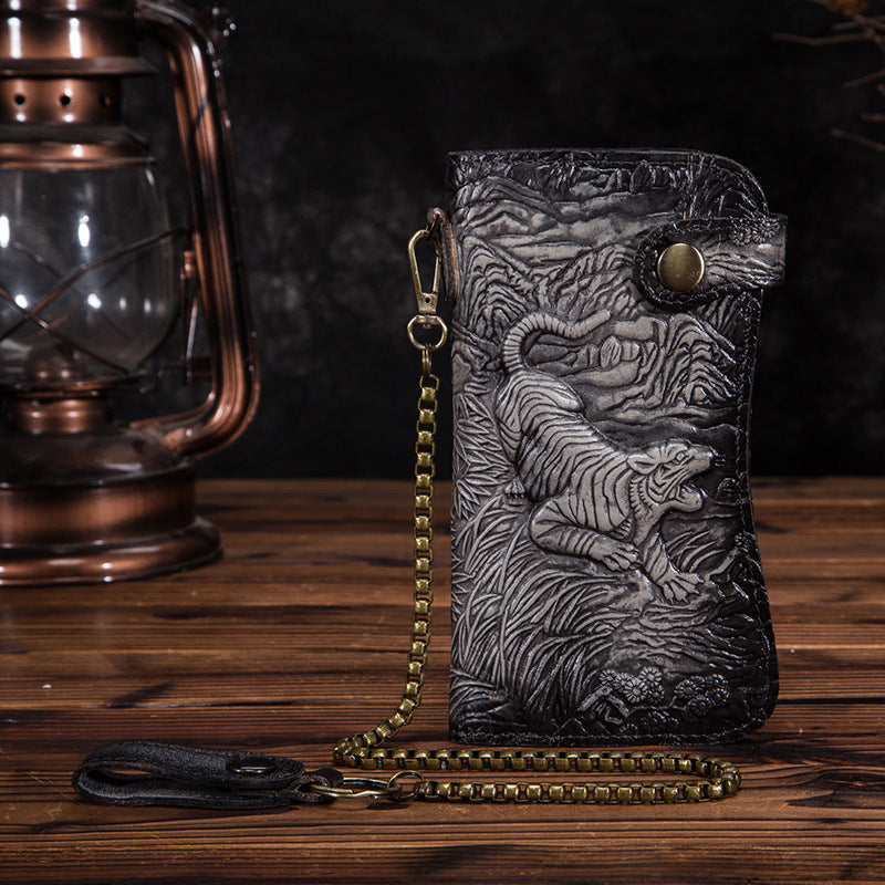 Portefeuille en Cuir Véritable – Collection Dragon 🐉 & Tigre 🐅 - Paris Aura