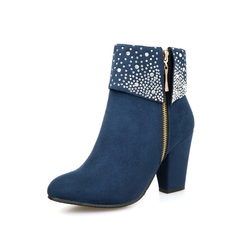 Aurélie – Bottines Élégantes en Suédine à Strass - Paris Aura
