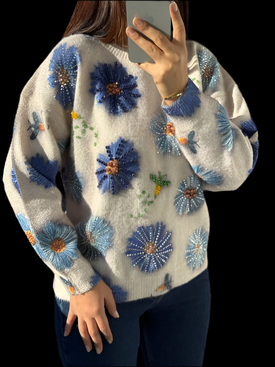 Pull Luxe Cristaux – L’Éclat de l’Hiver
