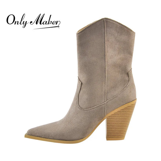 Onlymaker – Bottines Western Suède Pointues à Fermeture Zippée - Paris Aura