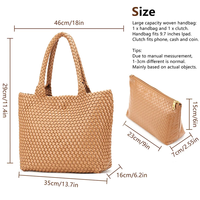 Sac Cabas Tissé Grande Capacité – Élégance & Tendance - Paris Aura