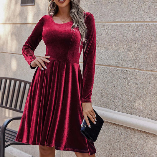 Aurélie – Robe Courte en Velours à Manches Longues - Paris Aura
