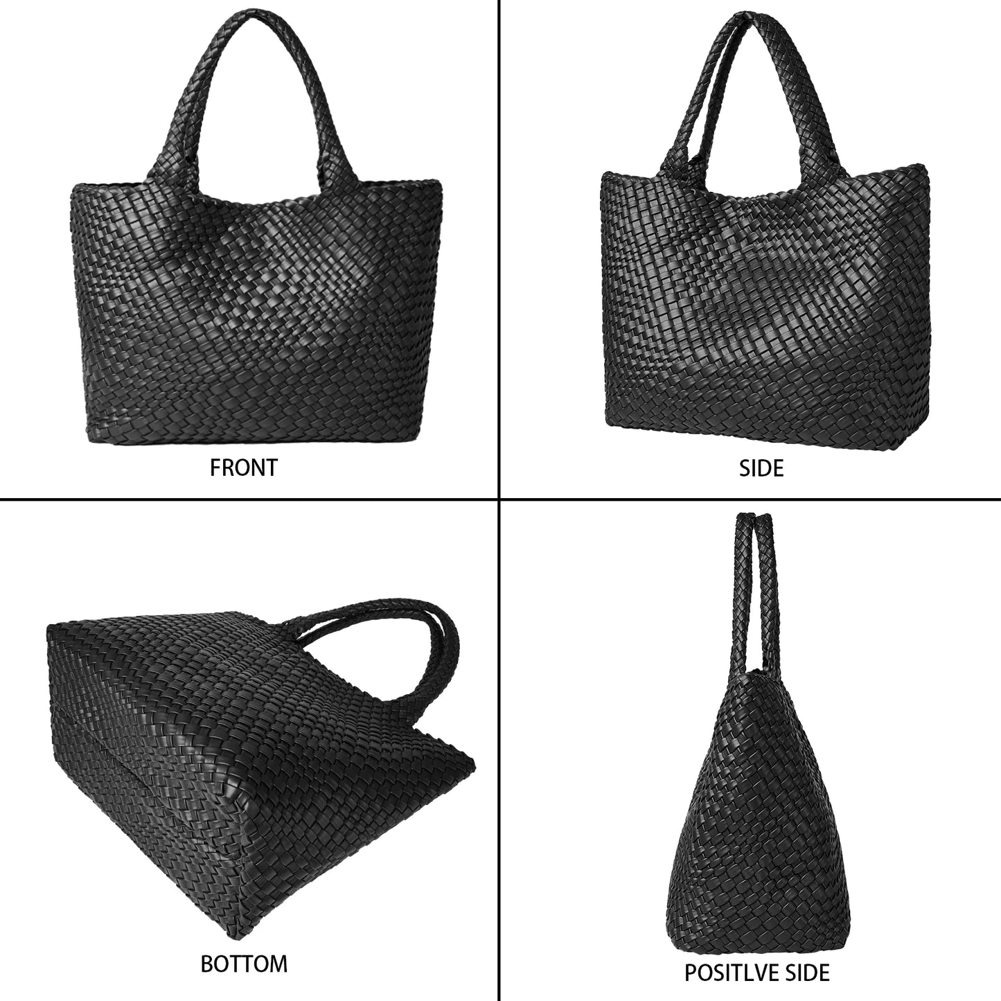 Woven Leather Tote Bag – Sac Tressé Femme en Cuir PU - Paris Aura