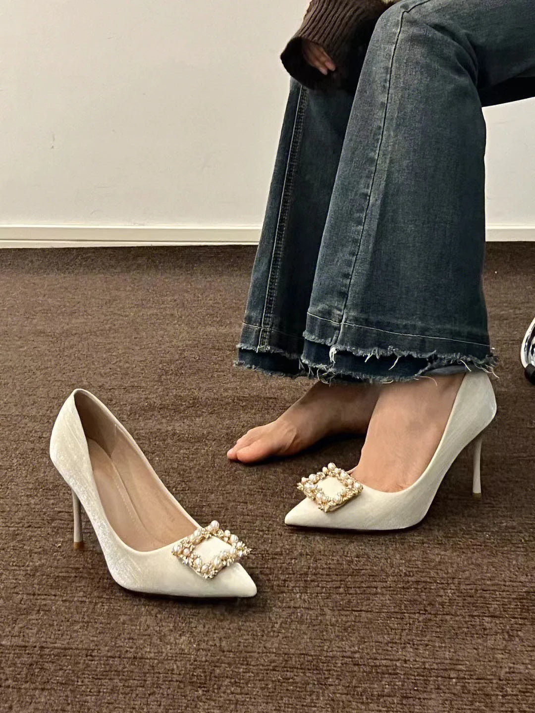 Élodie – Escarpins Perlés à Talons Aiguilles - Paris Aura
