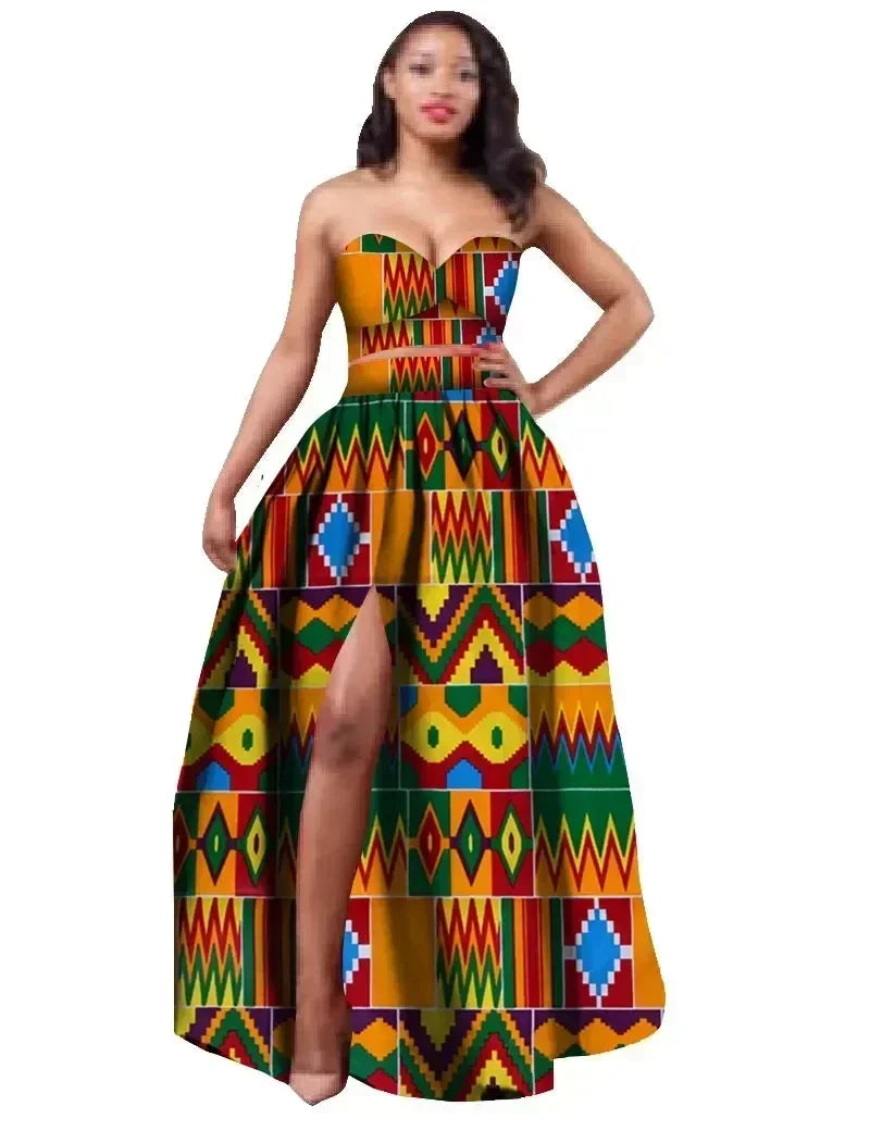 Aminata – Ensemble Africain Robe & Foulard en Coton Wax - Paris Aura