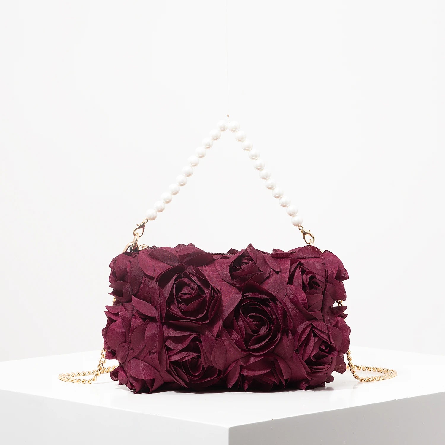 Sac de Soirée Rose Élégance – Perles & Chaîne Métal - Paris Aura
