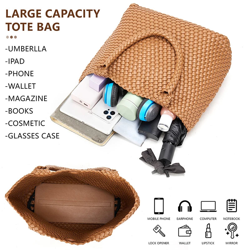 Sac Cabas Tissé Grande Capacité – Élégance & Tendance - Paris Aura