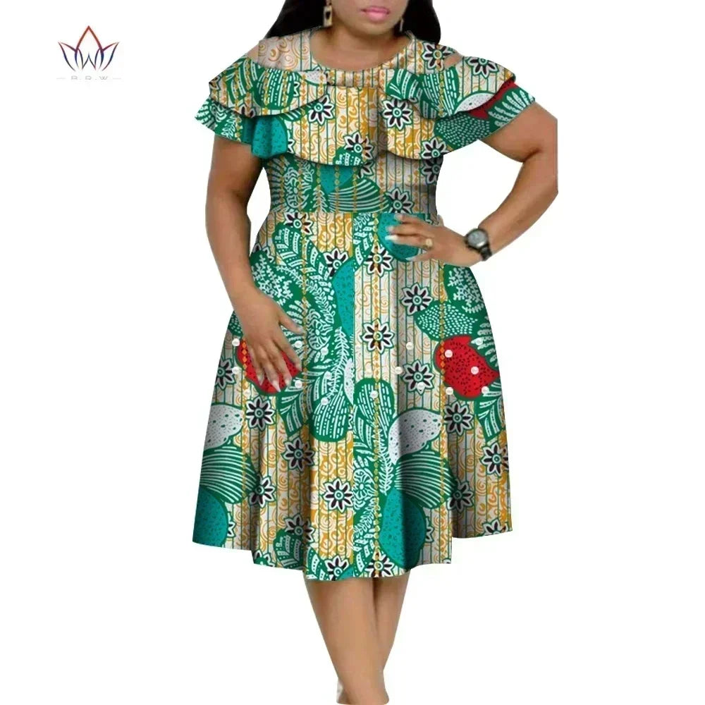 Aminata – Ensemble Africain Robe & Foulard en Coton Wax - Paris Aura