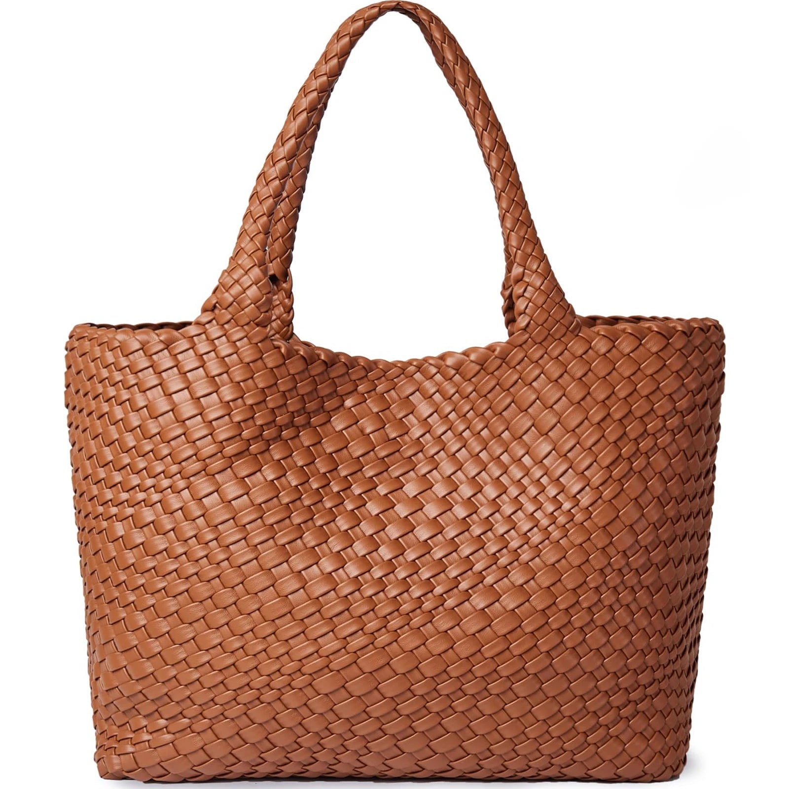 Woven Leather Tote Bag – Sac Tressé Femme en Cuir PU - Paris Aura