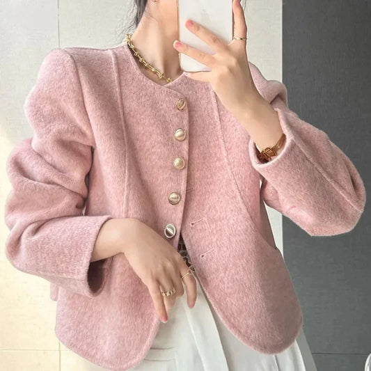 Manteau Court Élégant Vintage en Laine Mélangée - Paris Aura