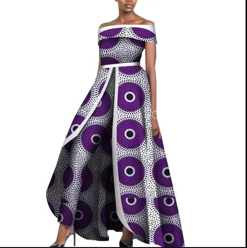 Aminata – Ensemble Africain Robe & Foulard en Coton Wax - Paris Aura