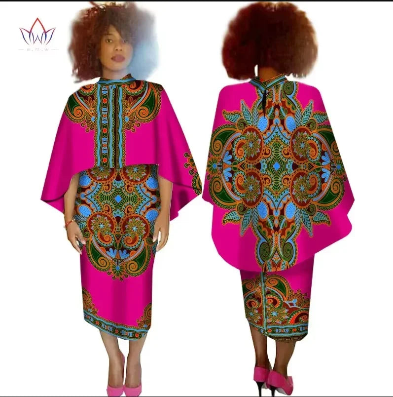 Aminata – Ensemble Africain Robe & Foulard en Coton Wax - Paris Aura