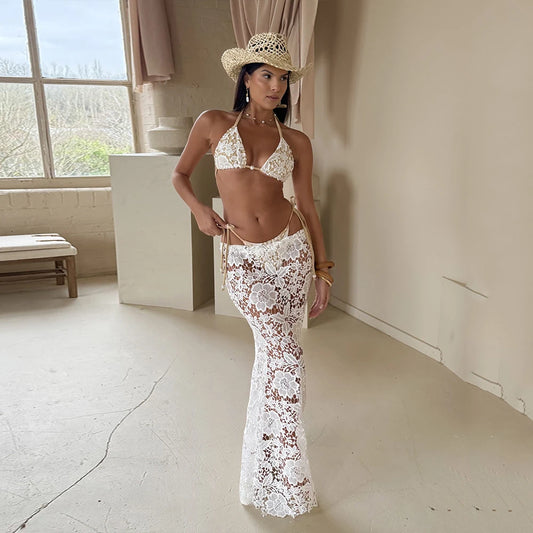 Bikini 3 pièces en dentelle blanche Polovedo – Collection 2025 - Paris Aura