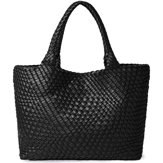 Woven Leather Tote Bag – Sac Tressé Femme en Cuir PU - Paris Aura