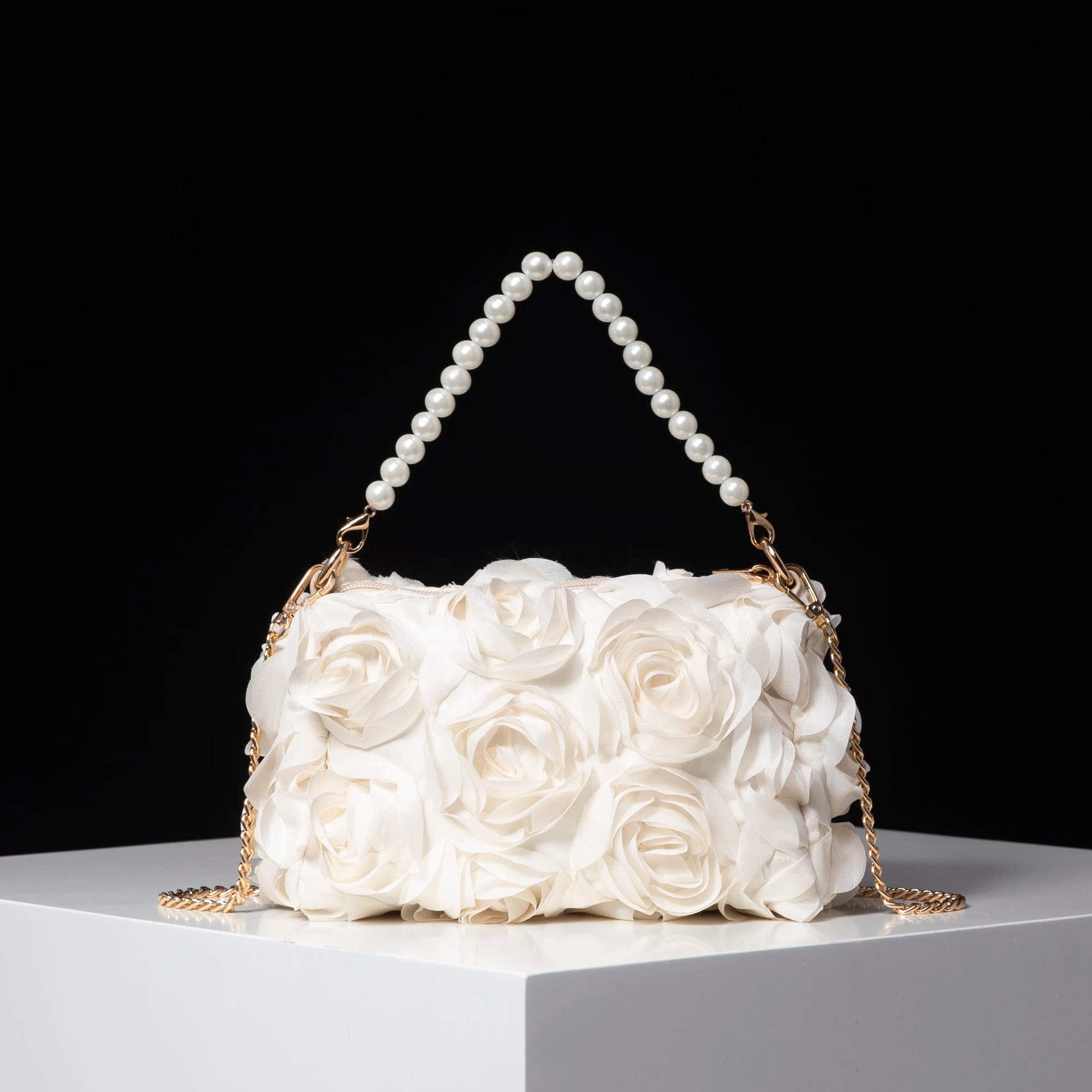 Sac de Soirée Rose Élégance – Perles & Chaîne Métal - Paris Aura