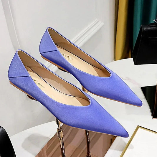 Élise – Ballerines Satinées à Bout Pointu - Paris Aura