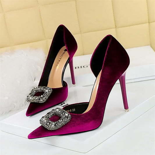 Isadora – Escarpins Velours à Strass Violet Royal - Paris Aura
