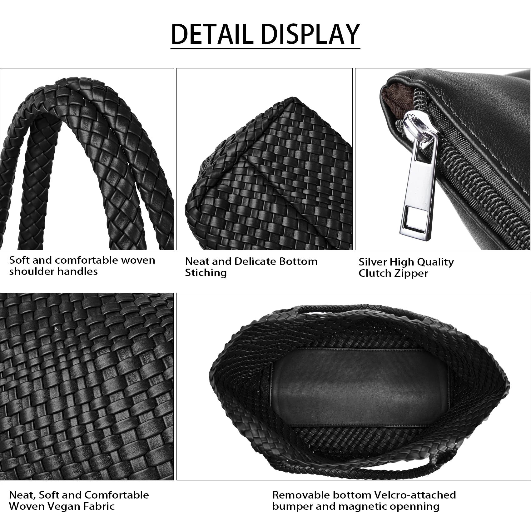 Woven Leather Tote Bag – Sac Tressé Femme en Cuir PU - Paris Aura