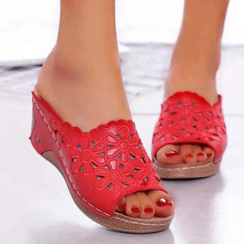 Élise – Sandales Compensées à Fleur pour la Marche d’Été - Paris Aura