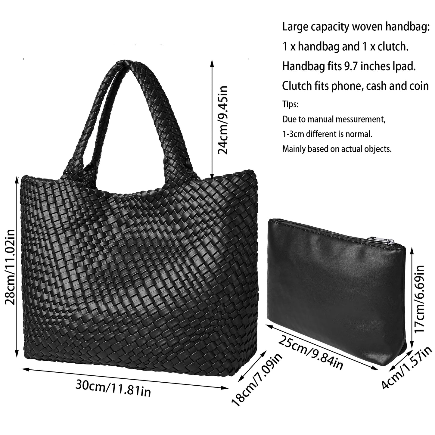 Woven Leather Tote Bag – Sac Tressé Femme en Cuir PU - Paris Aura