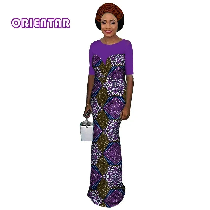 Aminata – Ensemble Africain Robe & Foulard en Coton Wax - Paris Aura