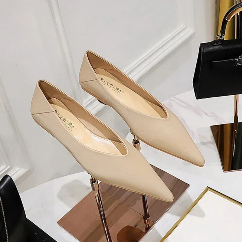Élise – Ballerines Satinées à Bout Pointu - Paris Aura
