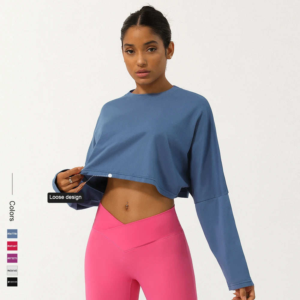 Crop Top Fitness Manches Longues – Douceur, Liberté, Confiance - Paris Aura