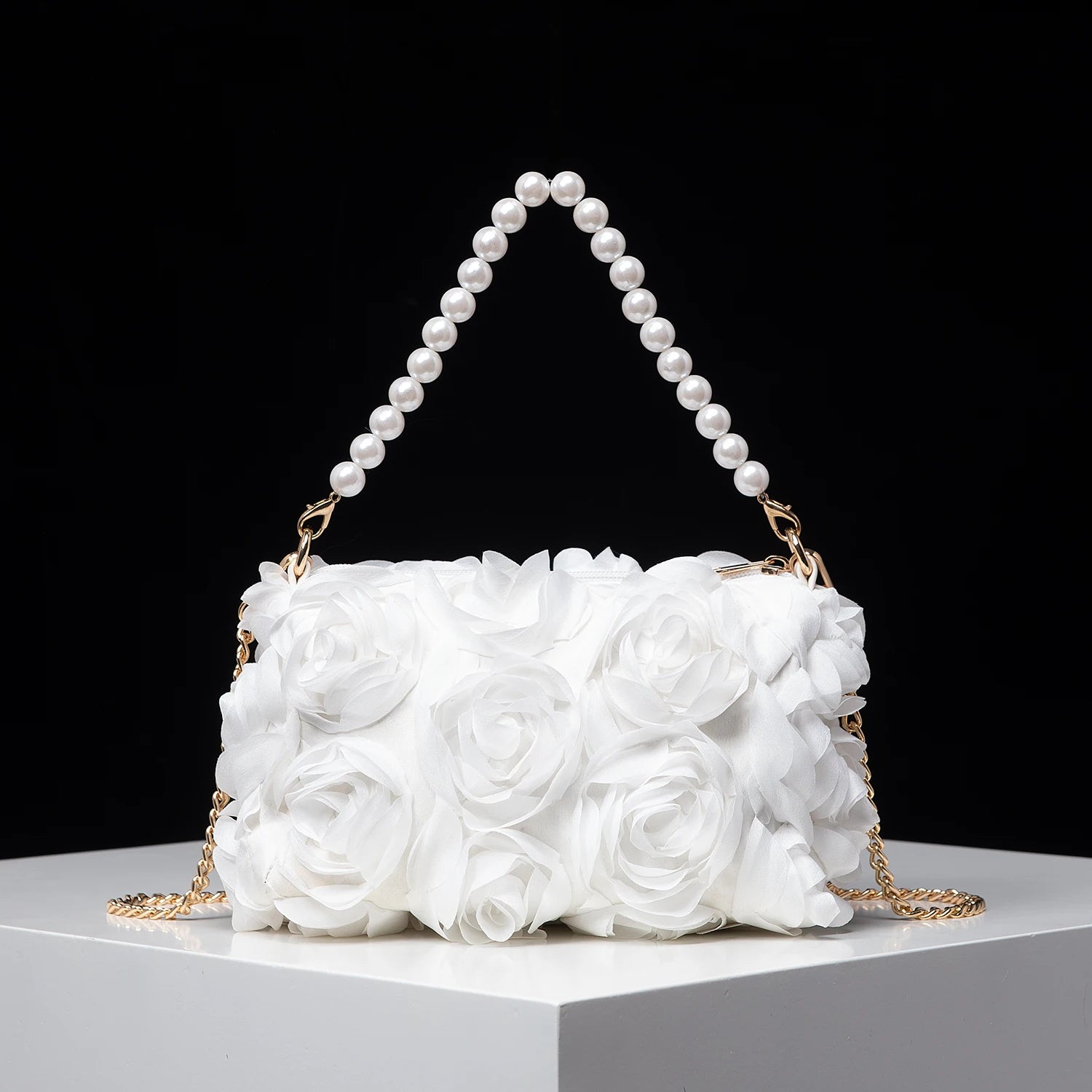 Sac de Soirée Rose Élégance – Perles & Chaîne Métal - Paris Aura