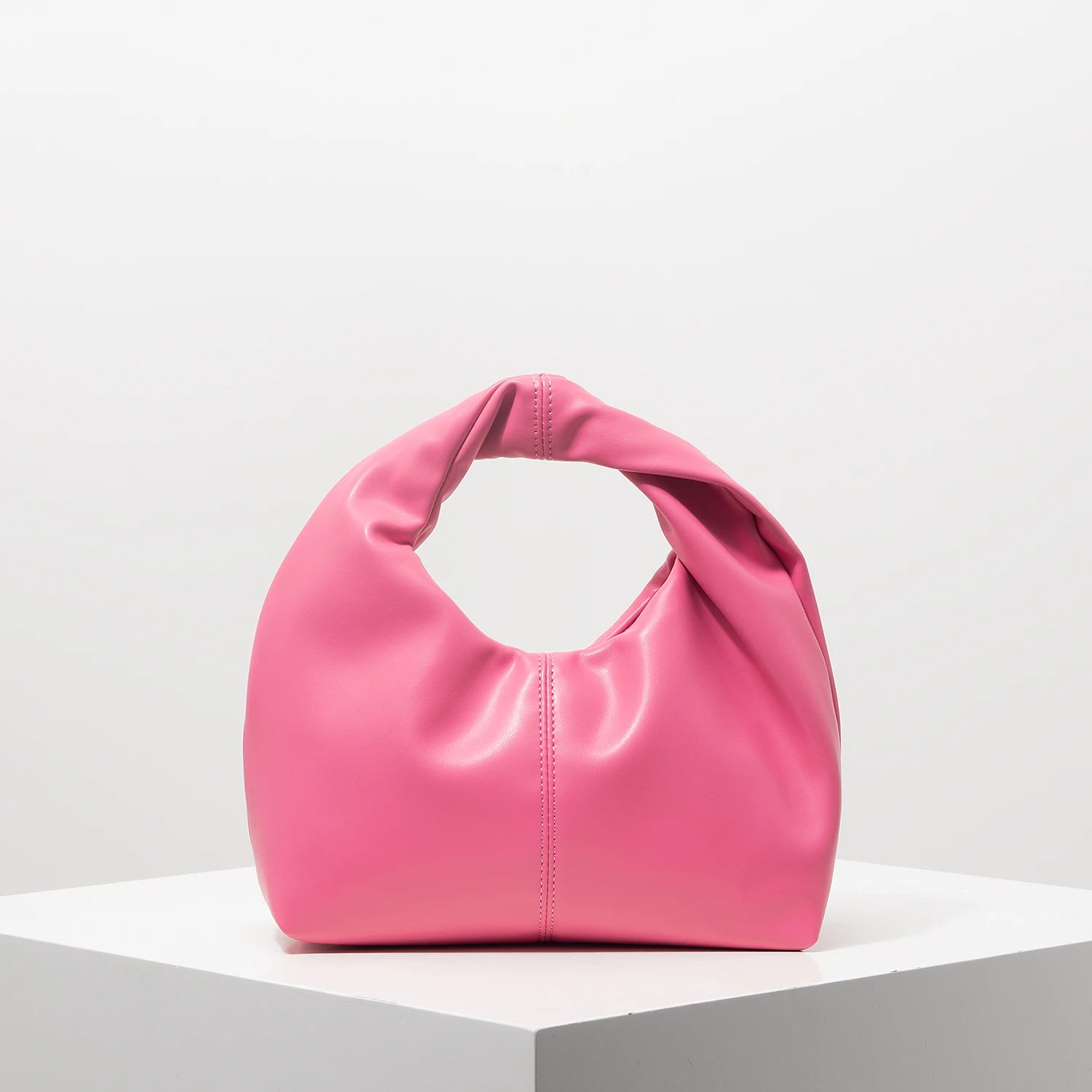 Sac carré torsadé élégant, pochette supérieure de couleur unie - Paris Aura