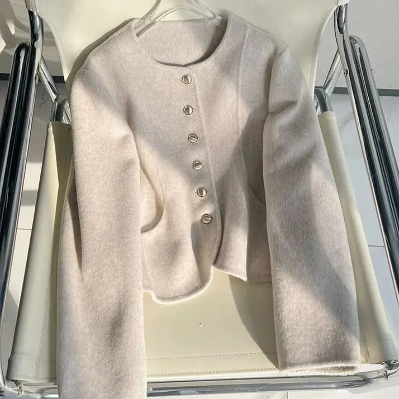 Manteau Court Élégant Vintage en Laine Mélangée - Paris Aura