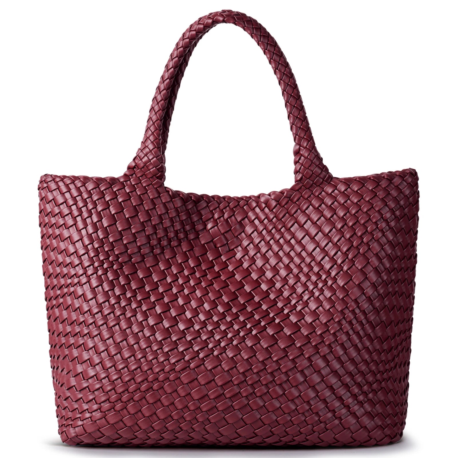 Woven Leather Tote Bag – Sac Tressé Femme en Cuir PU - Paris Aura