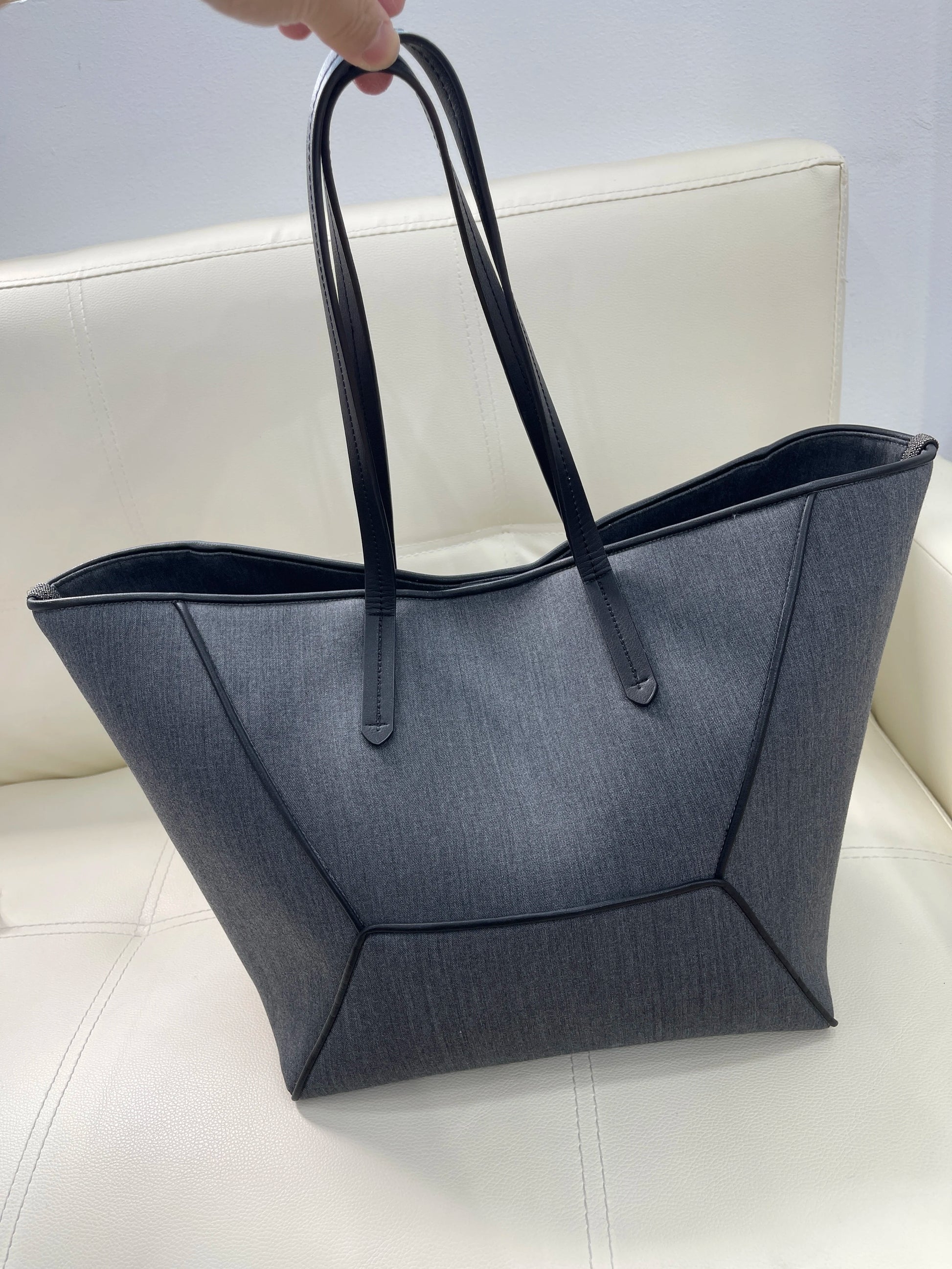 👜 Cabas en Denim & Cuir de Mouton – Style Décontracté Chic - Paris Aura