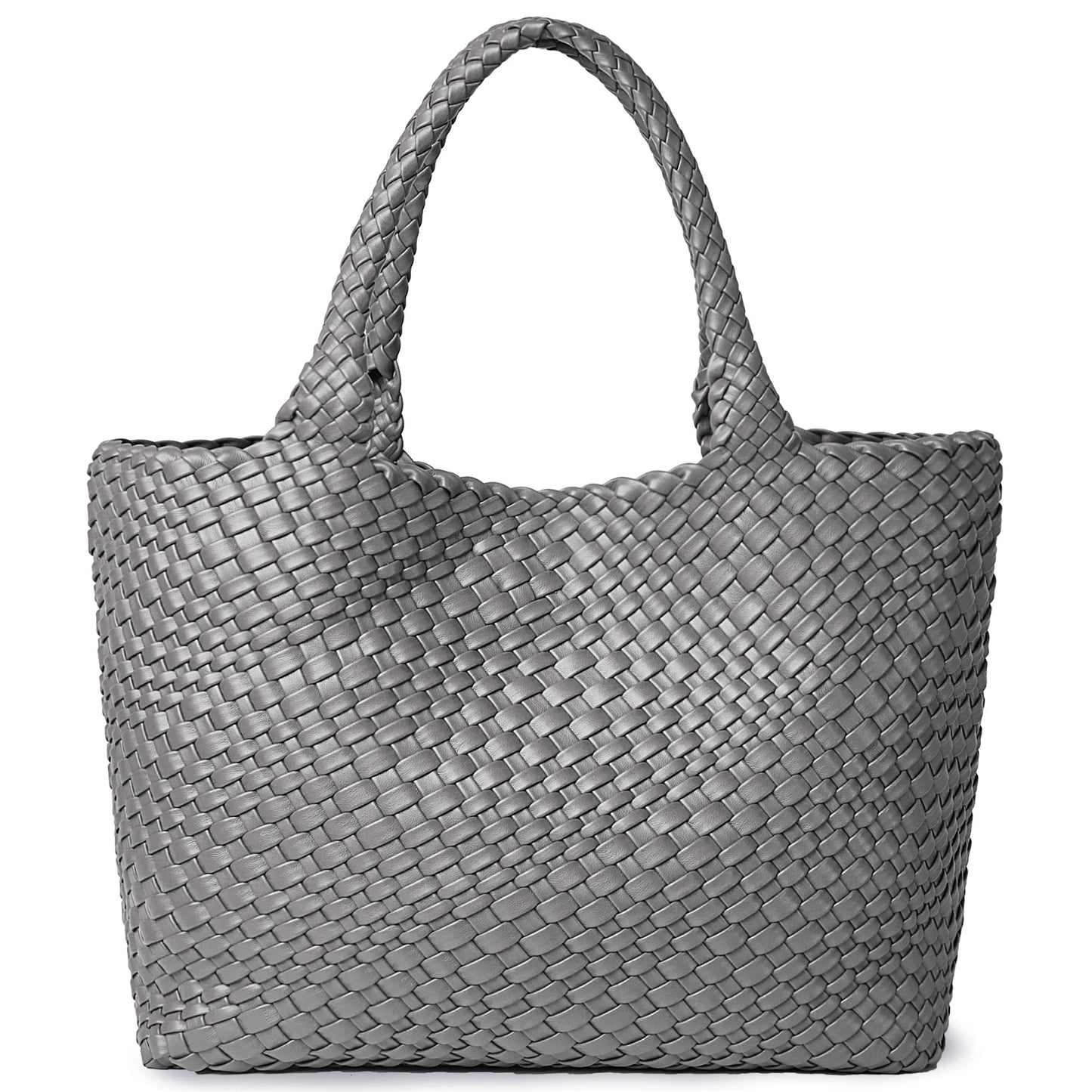 Woven Leather Tote Bag – Sac Tressé Femme en Cuir PU - Paris Aura