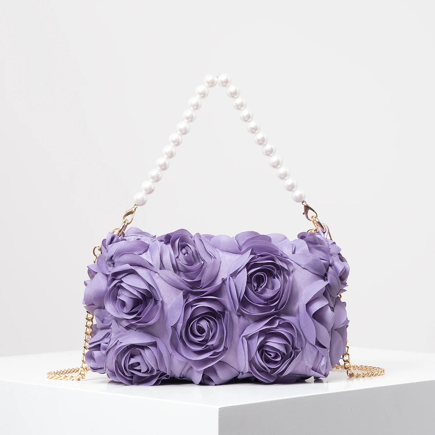 Sac de Soirée Rose Élégance – Perles & Chaîne Métal - Paris Aura