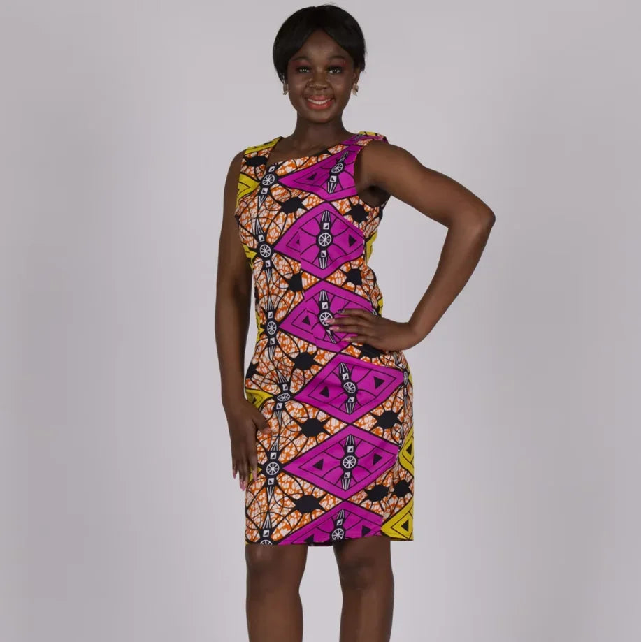 Aminata – Ensemble Africain Robe & Foulard en Coton Wax - Paris Aura