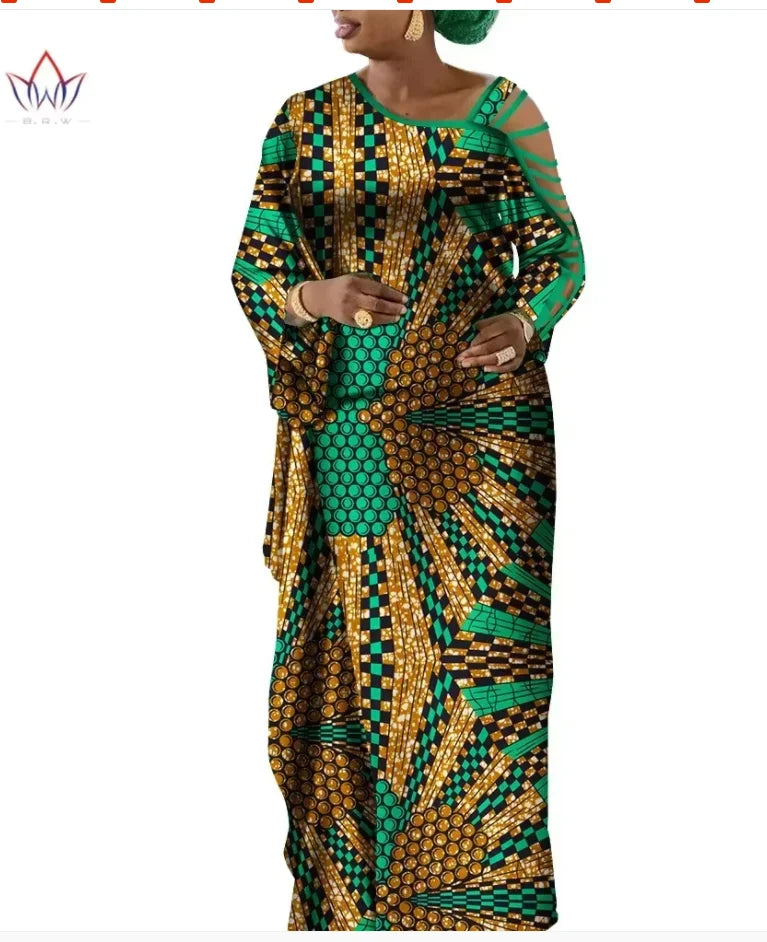 Aminata – Ensemble Africain Robe & Foulard en Coton Wax - Paris Aura