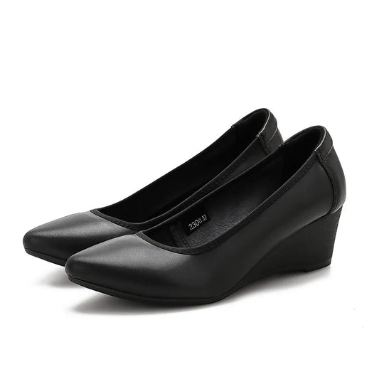 Élodie – Escarpins Compensés Pointus “Mary Jane” Noir - Paris Aura