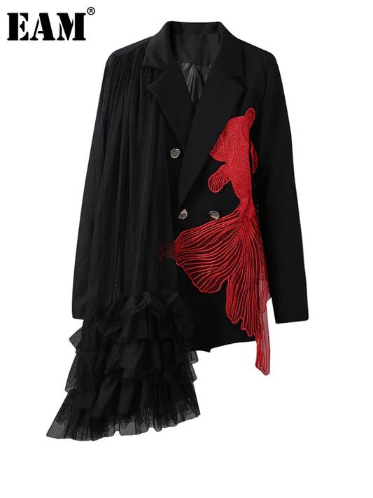 Blazer Mesh Irrégulier Noir - Avant-Garde & Sophistication Paris Aura
