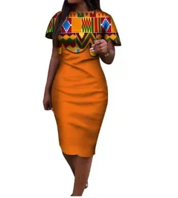 Aminata – Ensemble Africain Robe & Foulard en Coton Wax - Paris Aura