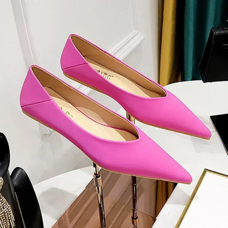 Élise – Ballerines Satinées à Bout Pointu - Paris Aura