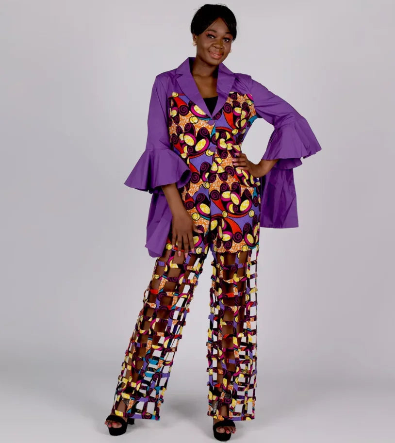 Aminata – Ensemble Africain Robe & Foulard en Coton Wax - Paris Aura